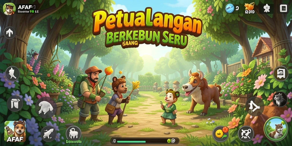 Tampilan gameplay AFAF yang menampilkan keindahan kebun.