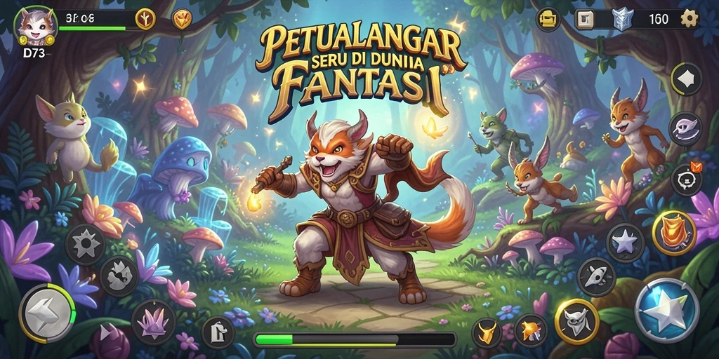 Tangkapan layar D73 menampilkan suasana petualangan yang mendebarkan.