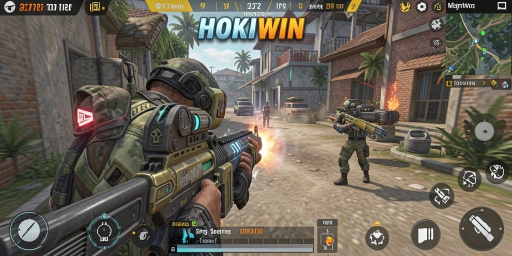 Tangkapan layar HOKIWIN menunjukkan aksi intens gameplay TPS.