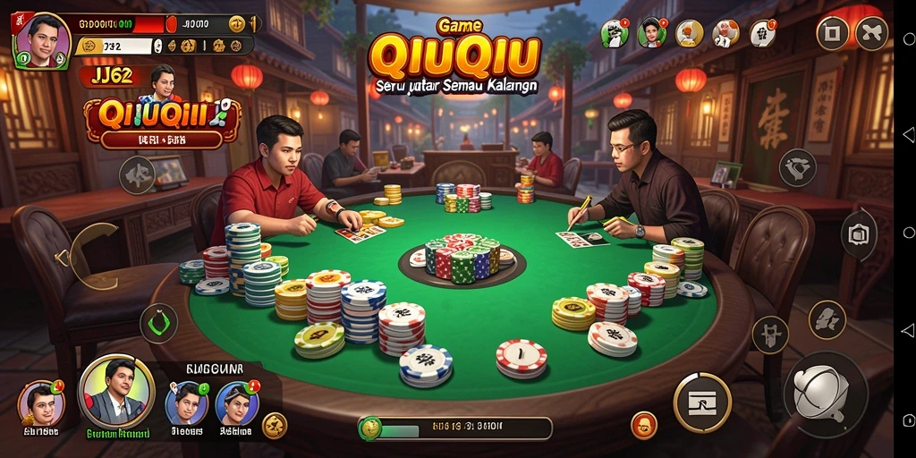 Screenshot JJ62 menampilkan aksi seru permainan QiuQiu.