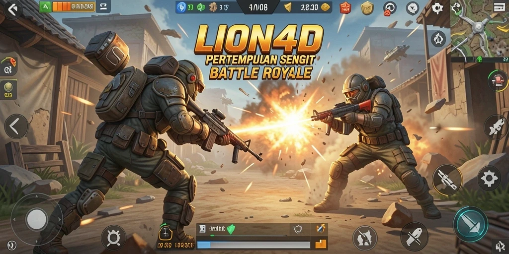 Gameplay LION4D yang mendebarkan dalam pertempuran Battle Royale.