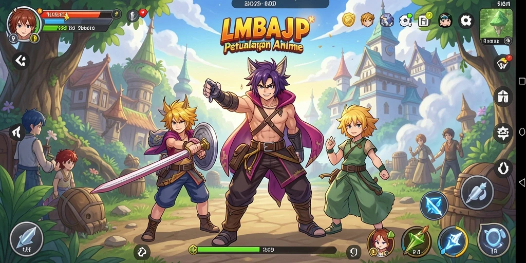Screenshot gameplay LMBAJP menampilkan karakter Anime yang beraksi