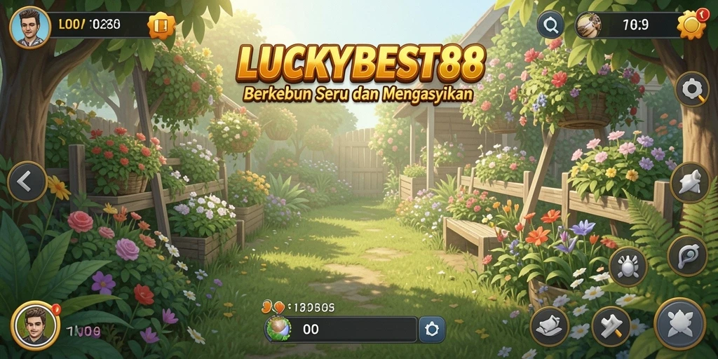 Tampilan screenshot LUCKYBEST88 menunjukkan kebun yang subur dan gameplay seru.