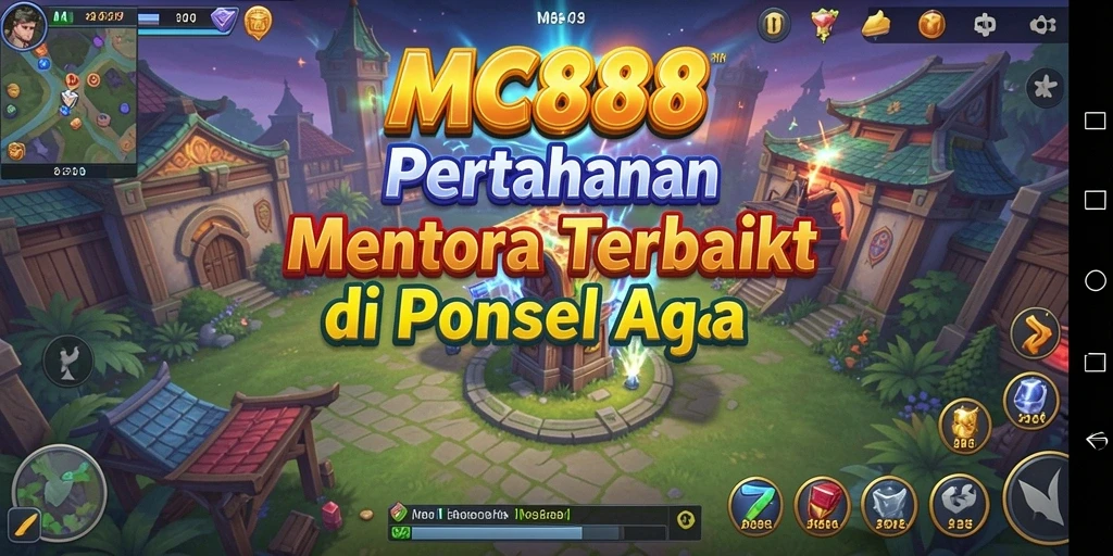 Screenshot utama menunjukkan aksi pertahanan menara yang intens di MC888.