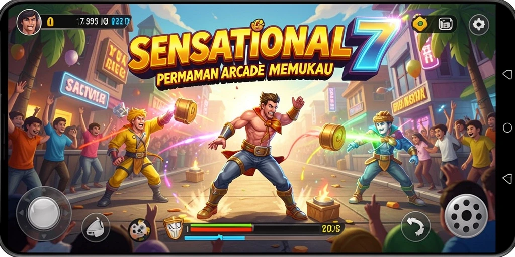 Gameplay seru SENSATIONAL77 di layar penuh aksi.